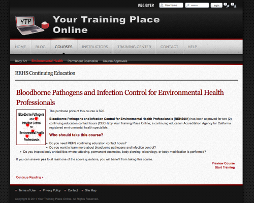 Courses Page